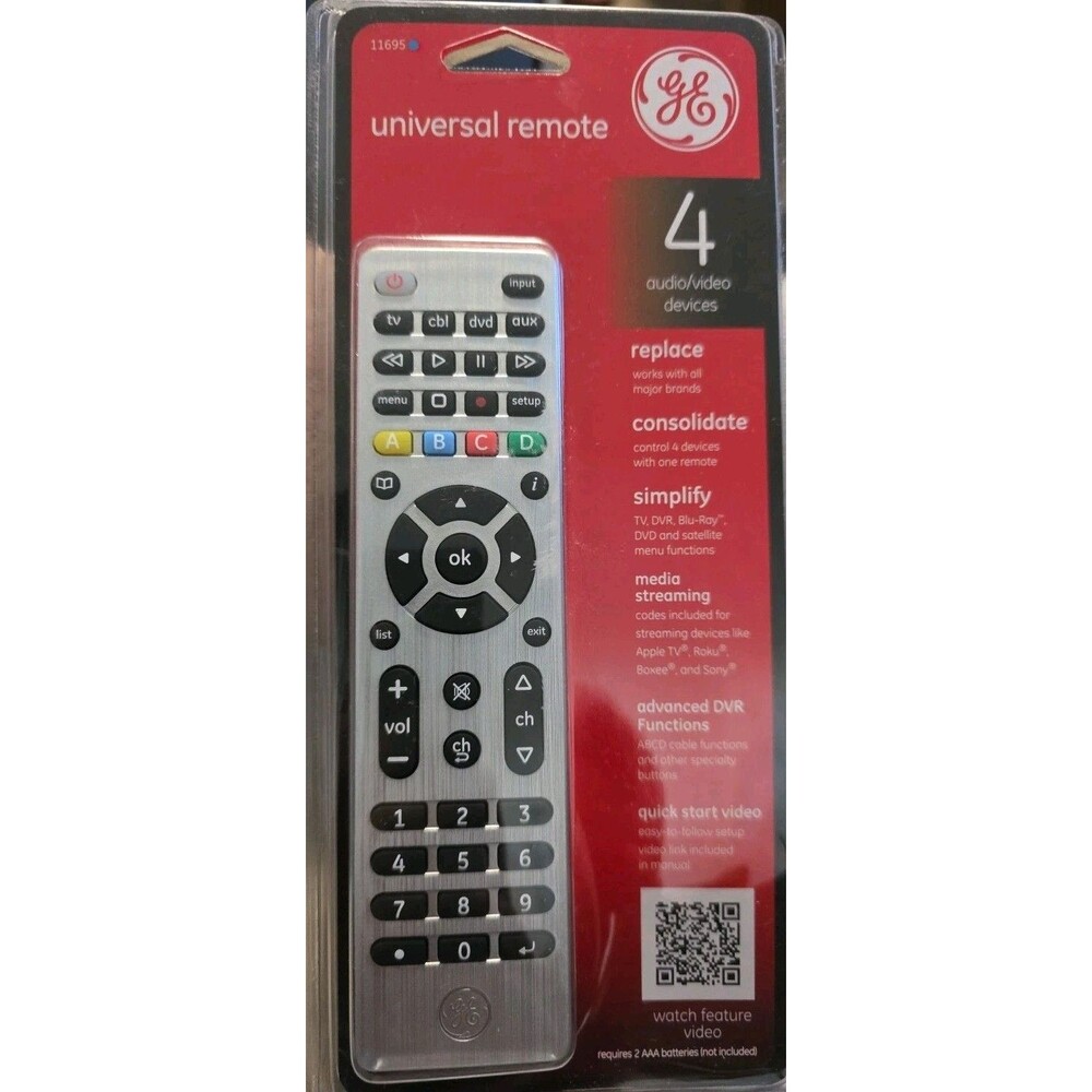 GE Universal Remote Control GE 60070 4 Audio/Video Devices New in Package